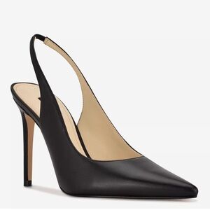Nine West Black Leather Slingback Heels